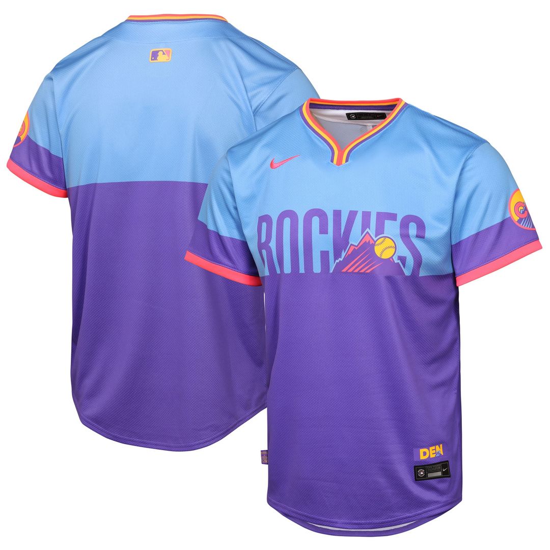 Colorado Rockies Nike Youth 2025 City Connect Limited Jersey - Purple/Light Blue Official MLB Team Apparel Baseball Fan Gear
