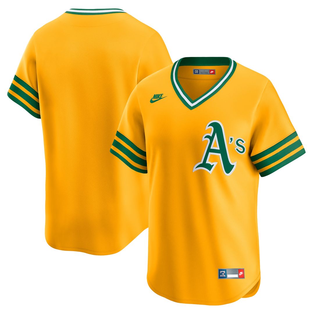 Athletics Nike Cooperstown Collection Limited Jersey - Gold Official MLB Team Apparel Baseball Fan Gear