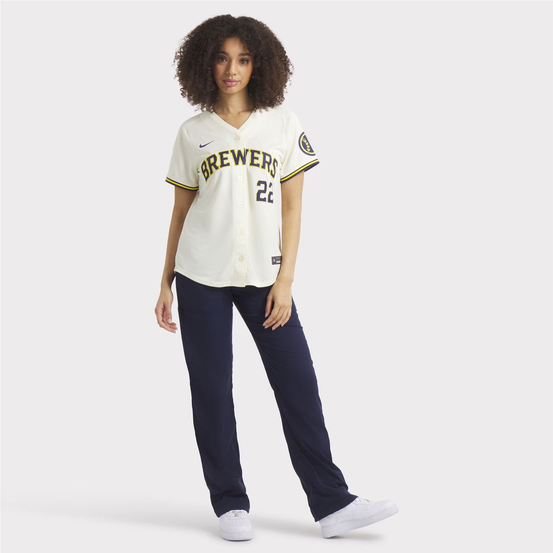 Christian Yelich Milwaukee Brewers Nike Women's Home Limited Player Jersey - Cream Official MLB Team Apparel Baseball Fan Gear