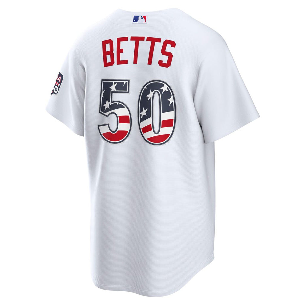 Mookie Betts Los Angeles Dodgers Nike USA 250 Fourth of July Home Stadium Jersey - White Official MLB Team Apparel Baseball Fan Gear