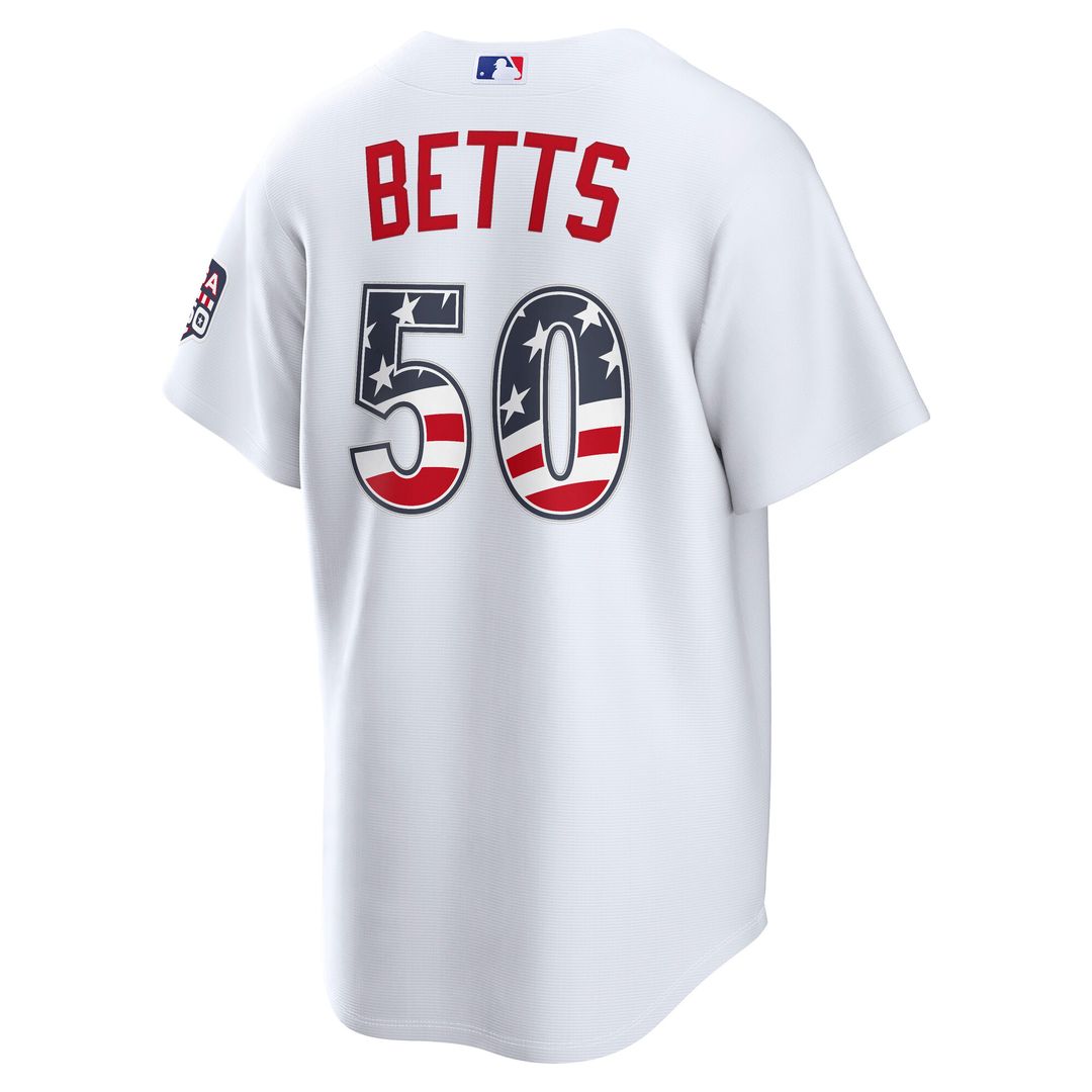 Mookie Betts Los Angeles Dodgers Nike USA 250 Fourth of July Home Stadium Jersey - White Official MLB Team Apparel Baseball Fan Gear