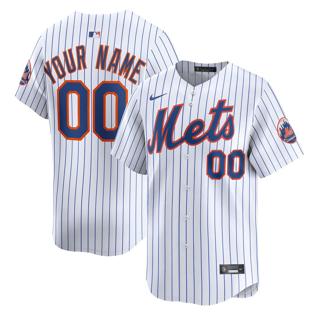 New York Mets Nike Home Limited Custom Jersey - White Official MLB Team Apparel Baseball Fan Gear