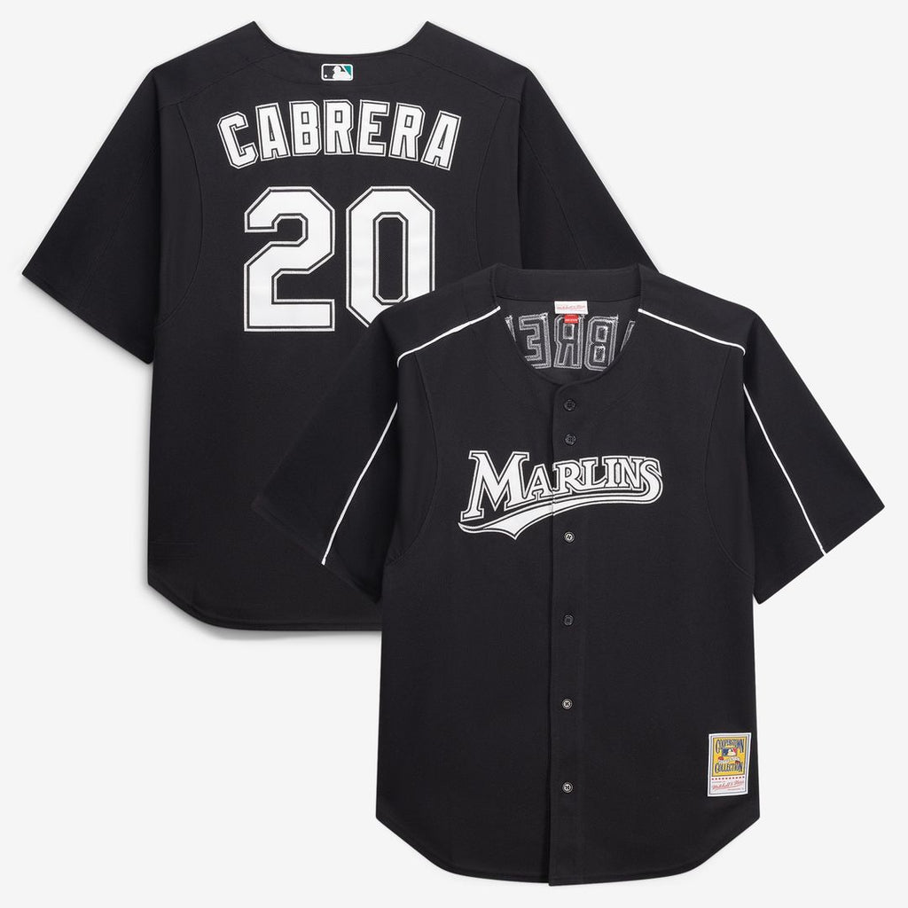 Miguel Cabrera Miami Marlins Mitchell & Ness Big & Tall Cooperstown Mesh Batting Practice Jersey - Black Official MLB Team Apparel Baseball Fan Gear