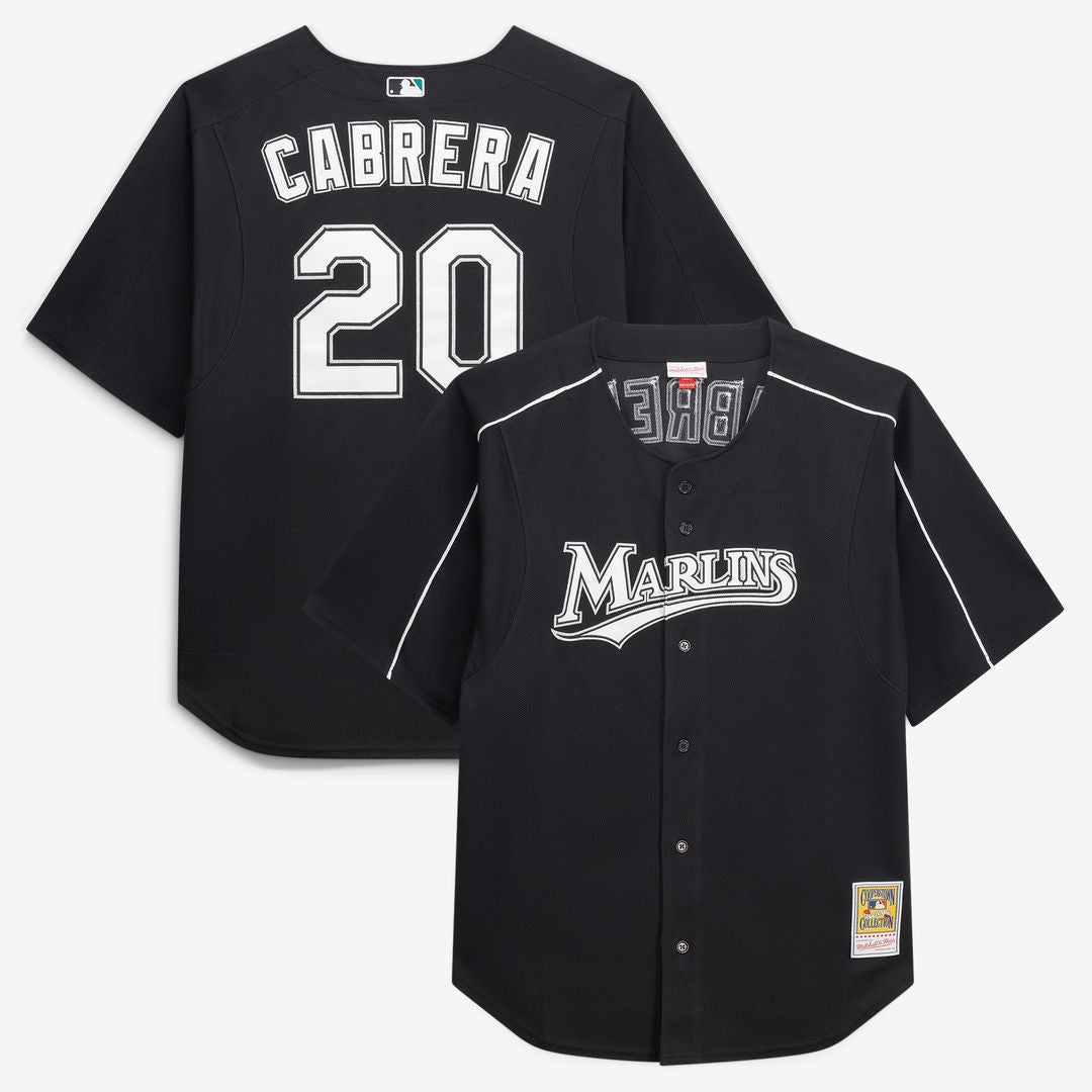 Miguel Cabrera Miami Marlins Mitchell & Ness Big & Tall Cooperstown Mesh Batting Practice Jersey - Black Official MLB Team Apparel Baseball Fan Gear