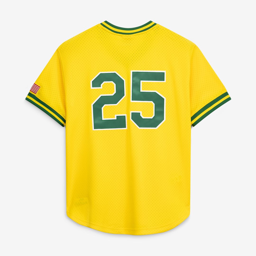 Mark McGwire Athletics Mitchell & Ness Authentic Batting Practice Jersey - Gold Official MLB Team Apparel Baseball Fan Gear