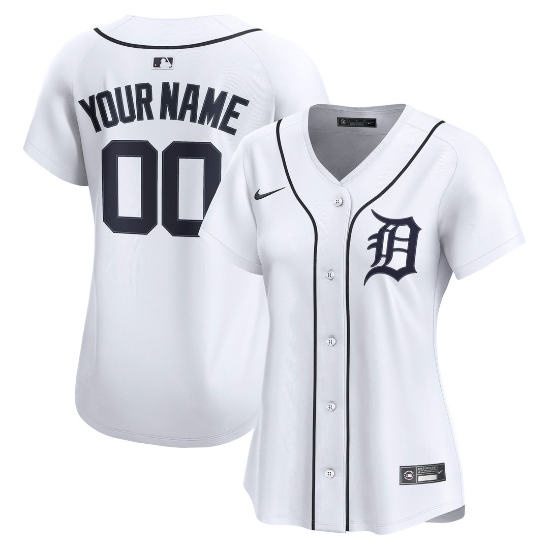 Detroit Tigers Nike Women's Home Limited Custom Jersey - White Official MLB Team Apparel Baseball Fan Gear