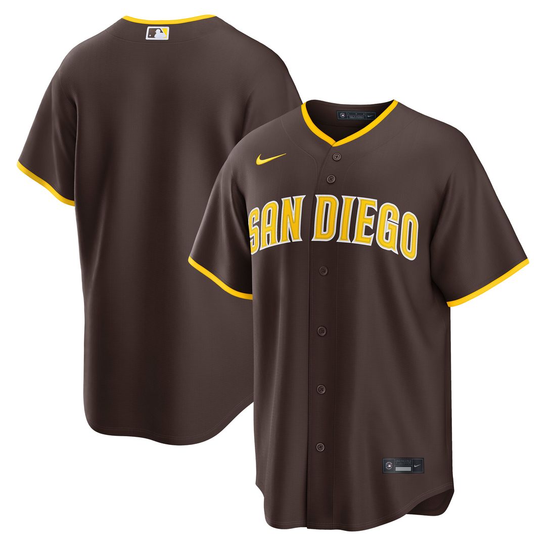 San Diego Padres Nike Road Replica Jersey - Brown Official MLB Team Apparel Baseball Fan Gear