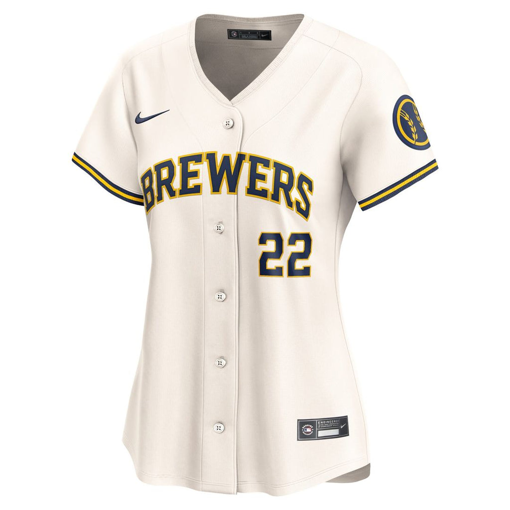 Christian Yelich Milwaukee Brewers Nike Women's Home Limited Player Jersey - Cream Official MLB Team Apparel Baseball Fan Gear