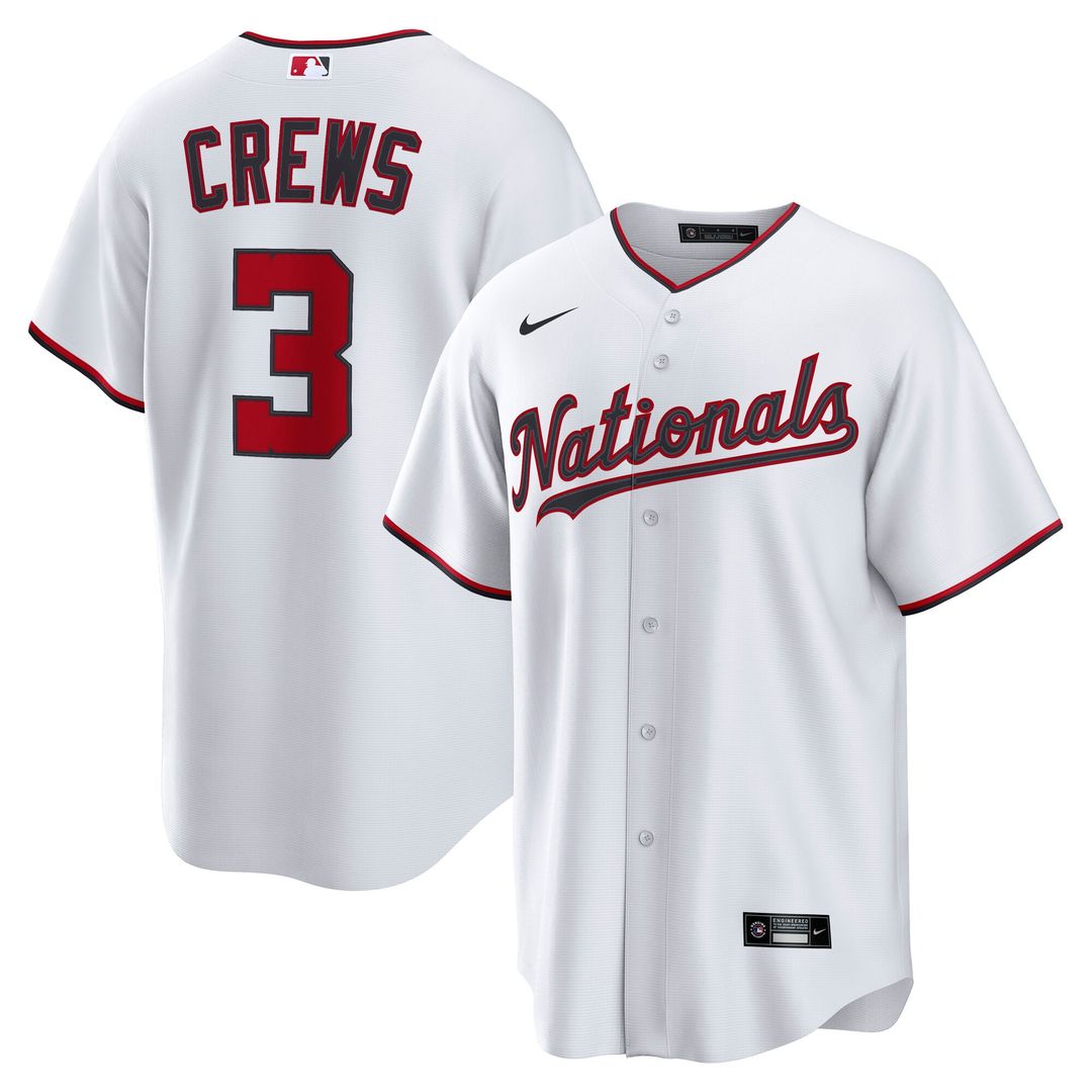 Dylan Crews Washington Nationals Nike Home Replica Jersey - White Official MLB Team Apparel Baseball Fan Gear