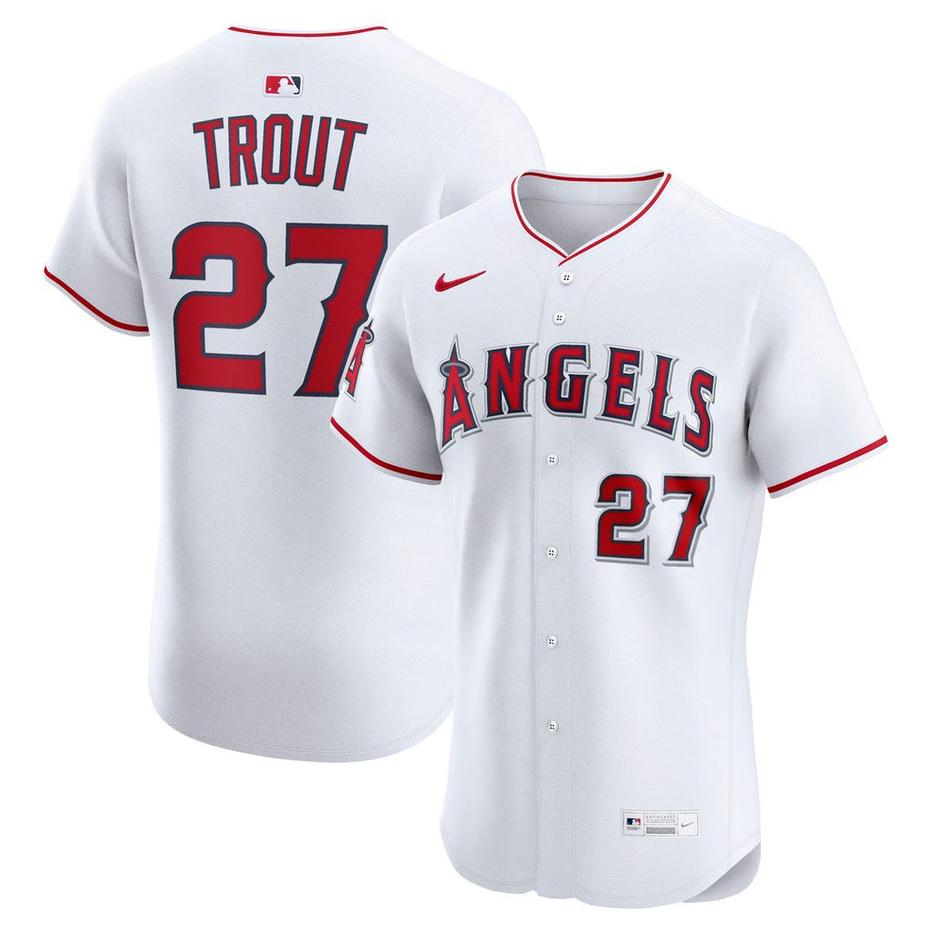 Mike Trout Los Angeles Angels Nike Home ElitePlayer Jersey - White Official MLB Team Apparel Baseball Fan Gear