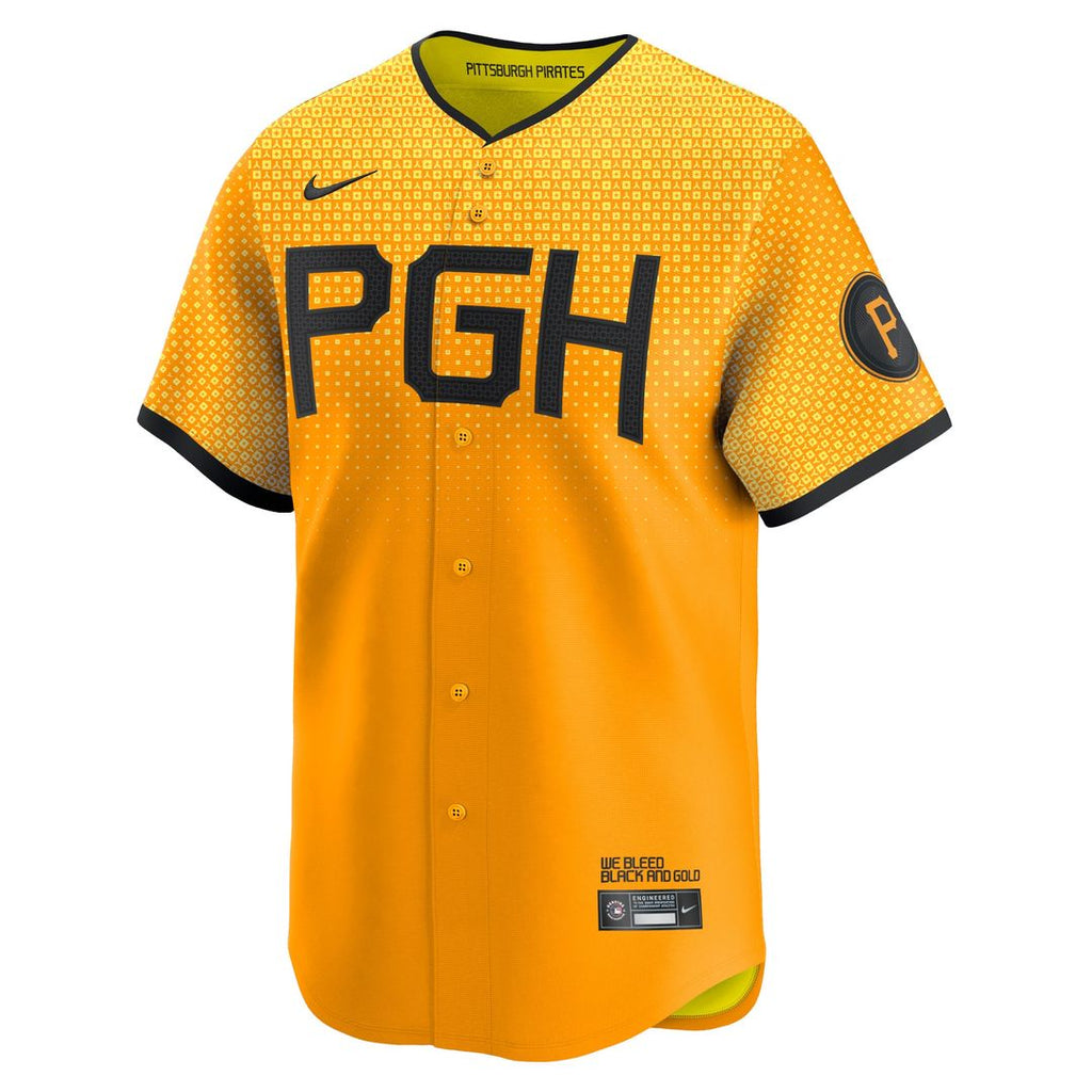 Pittsburgh Pirates Nike City Connect Limited Jersey - Gold Official MLB Team Apparel Baseball Fan Gear