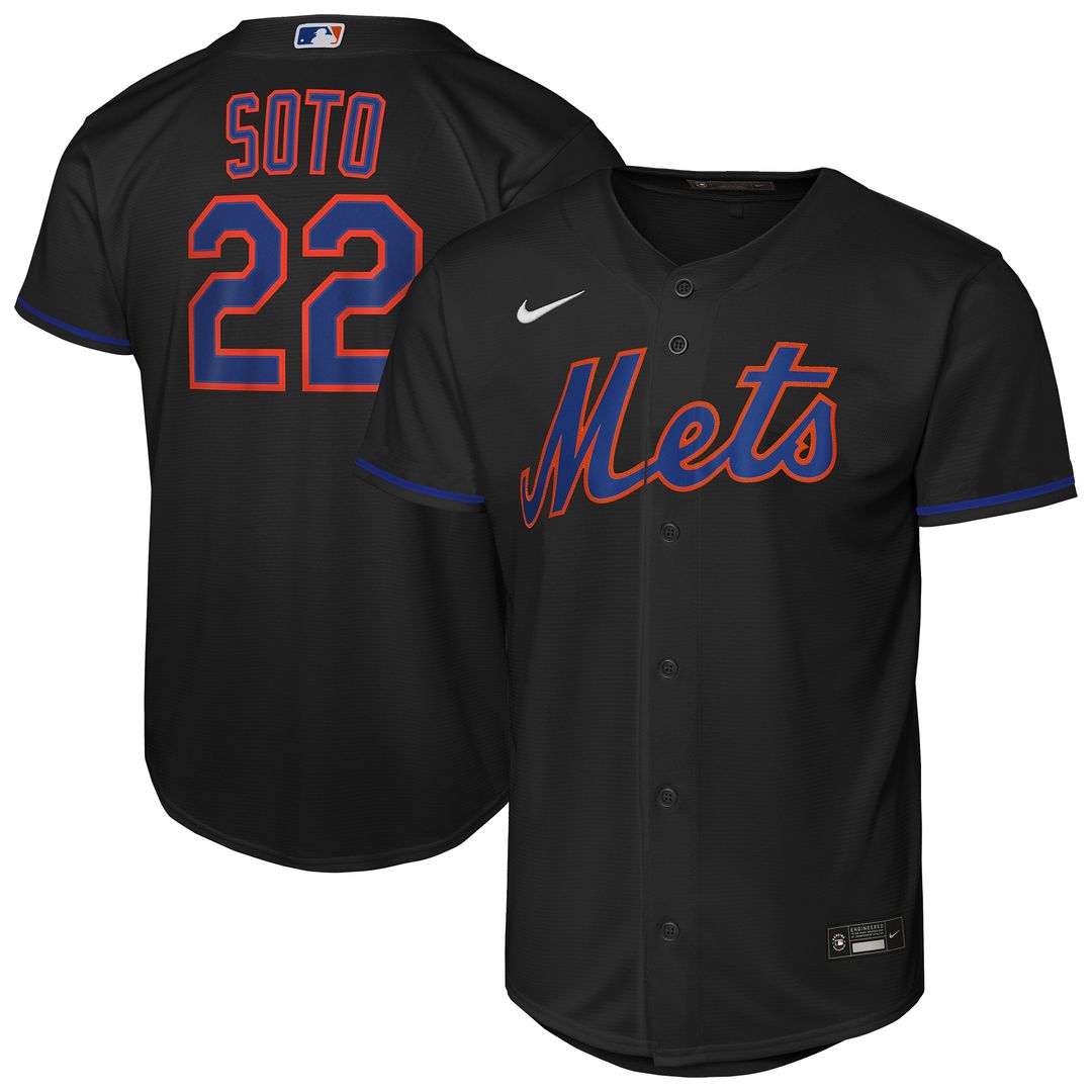 Juan Soto New York Mets Nike Youth Alternate Replica Jersey - Black Official MLB Team Apparel Baseball Fan Gear