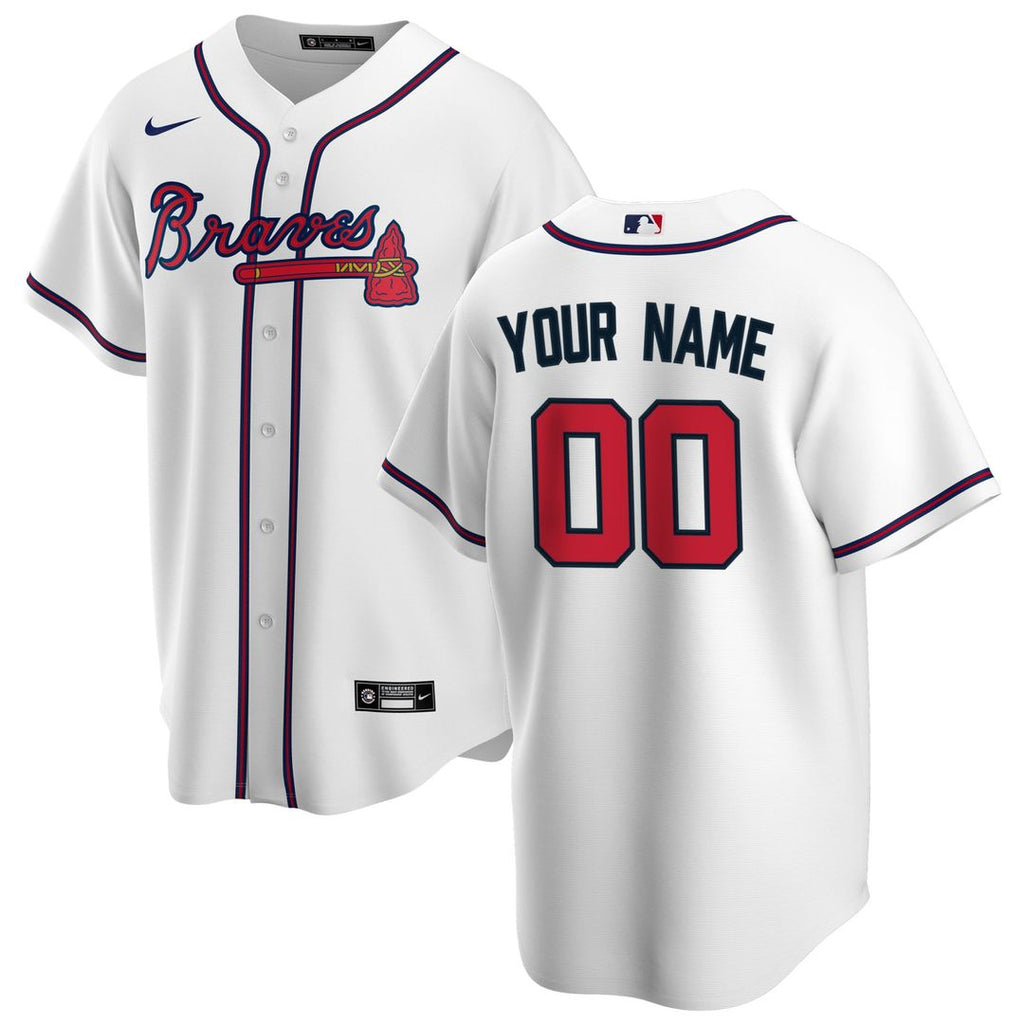 Atlanta Braves Nike Home Replica Custom Jersey - White Official MLB Team Apparel Baseball Fan Gear