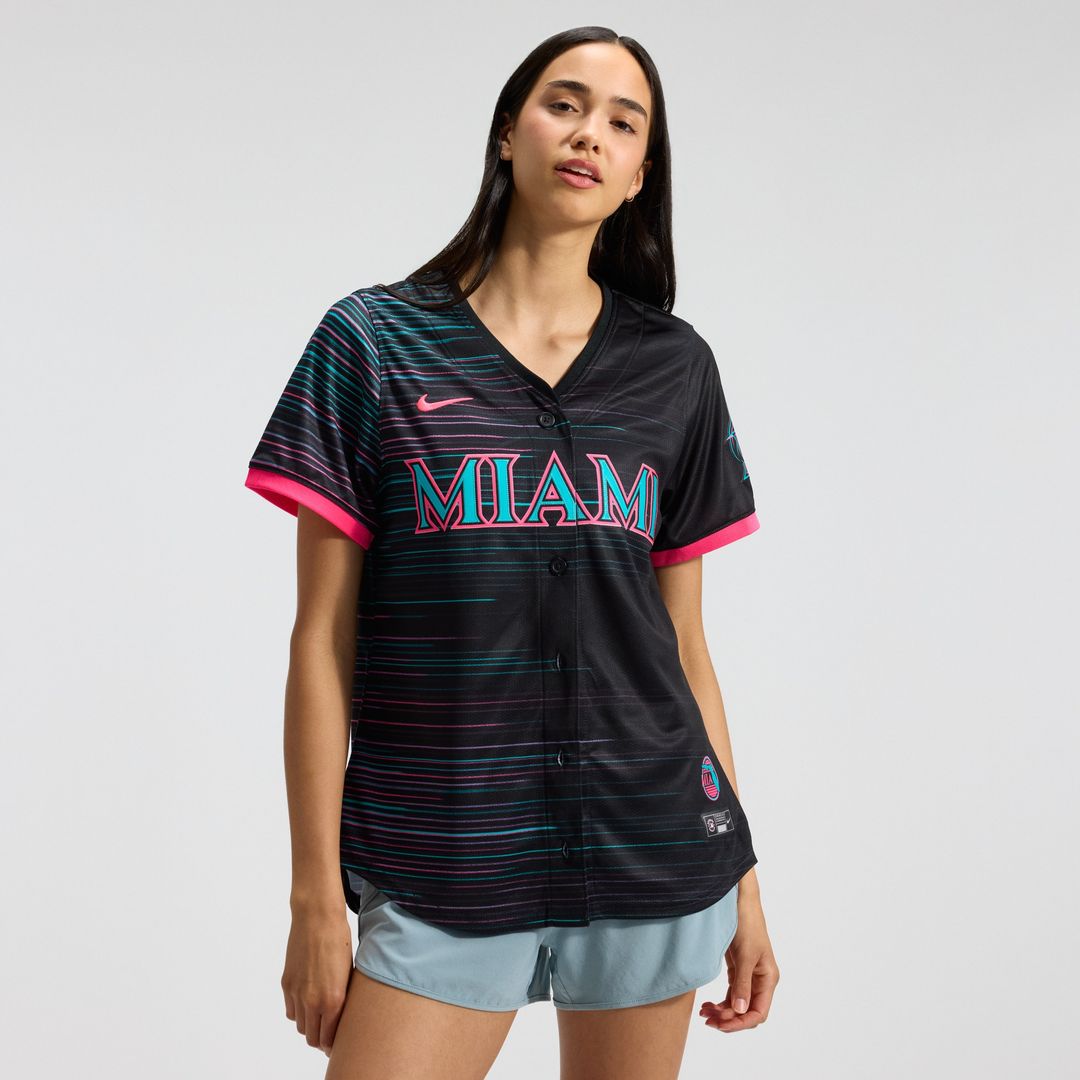 Miami Marlins Nike Women's 2025 City Connect Limited Jersey - Black Official MLB Team Apparel Baseball Fan Gear