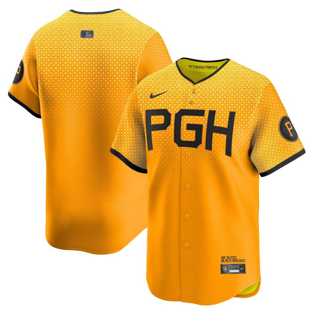 Pittsburgh Pirates Nike City Connect Limited Jersey - Gold Official MLB Team Apparel Baseball Fan Gear