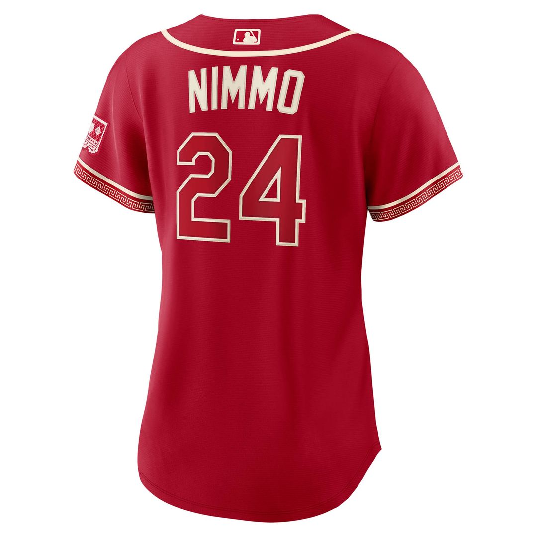Brandon Nimmo Texas Rangers Nike Women's 2026 City Connect Stadium Jersey - Red Official MLB Team Apparel Baseball Fan Gear