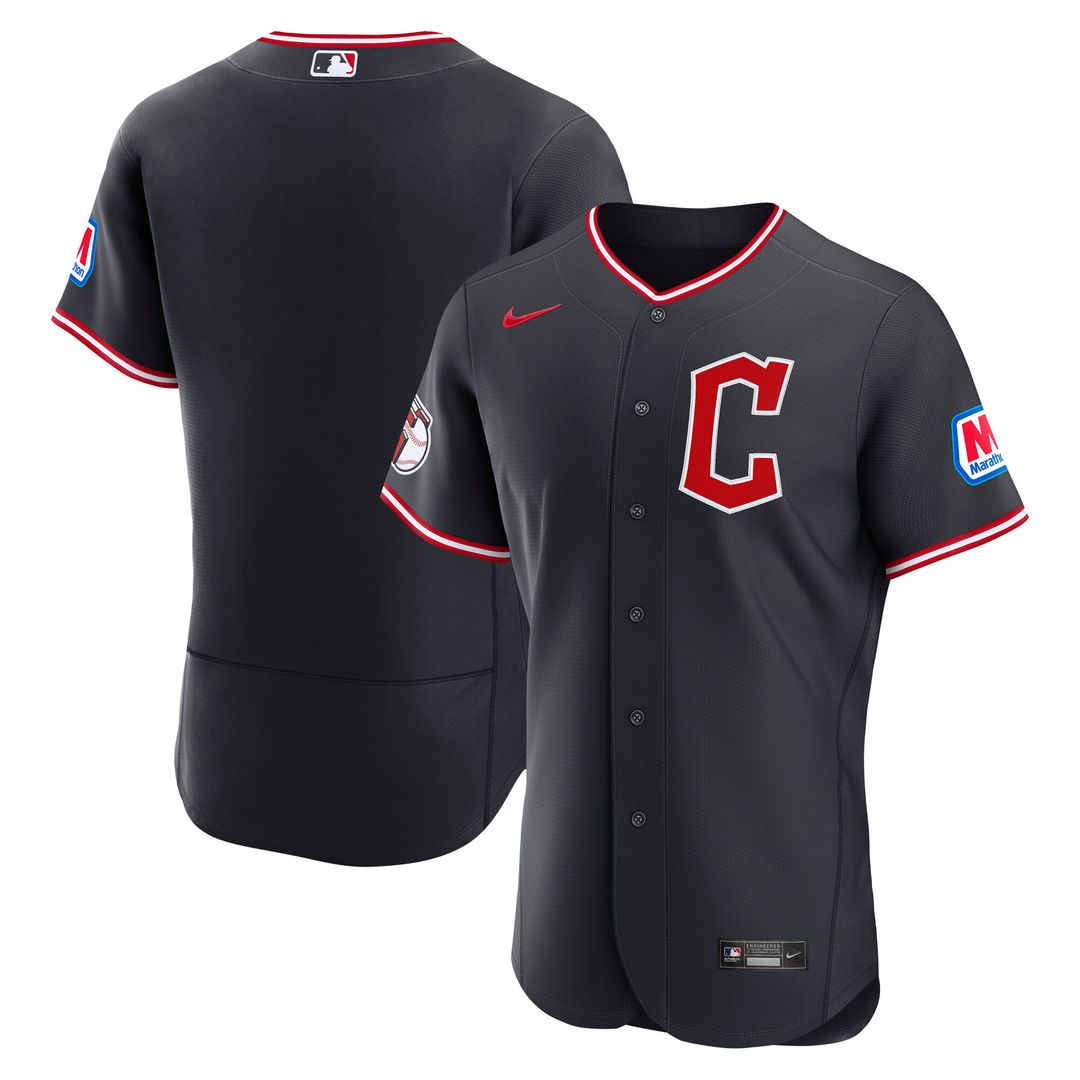 Cleveland Guardians Nike Alternate Authentic Sponsor Patch Jersey - Navy Official MLB Team Apparel Baseball Fan Gear