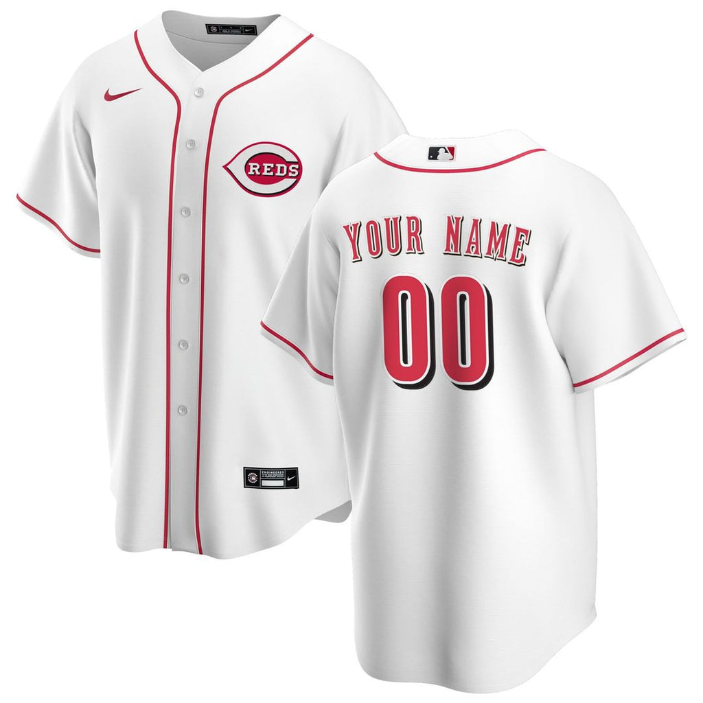 Cincinnati Reds Nike Home Replica Custom Jersey - White Official MLB Team Apparel Baseball Fan Gear