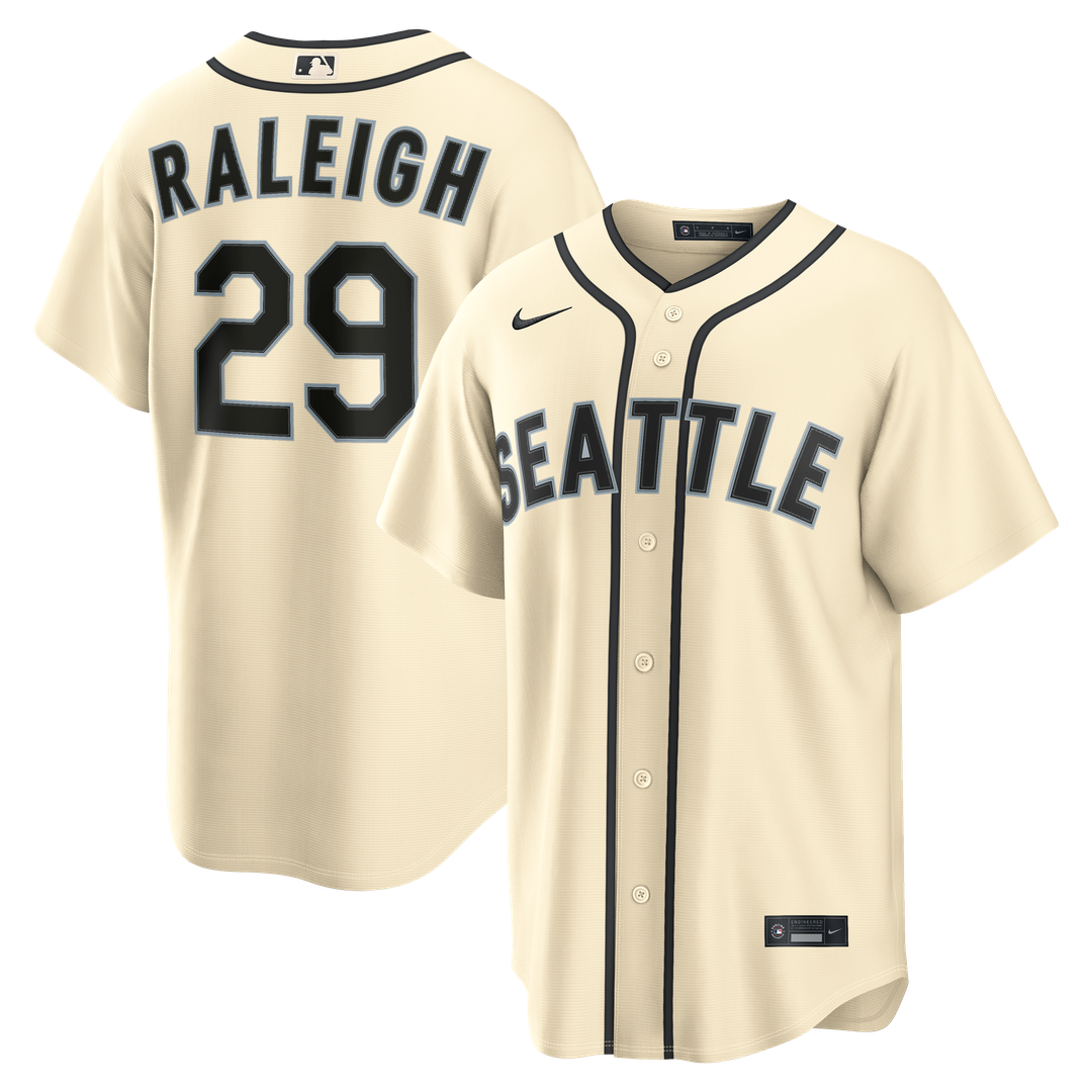 Cal Raleigh Seattle Mariners Nike Alternate Replica Jersey - Cream Official MLB Team Apparel Baseball Fan Gear