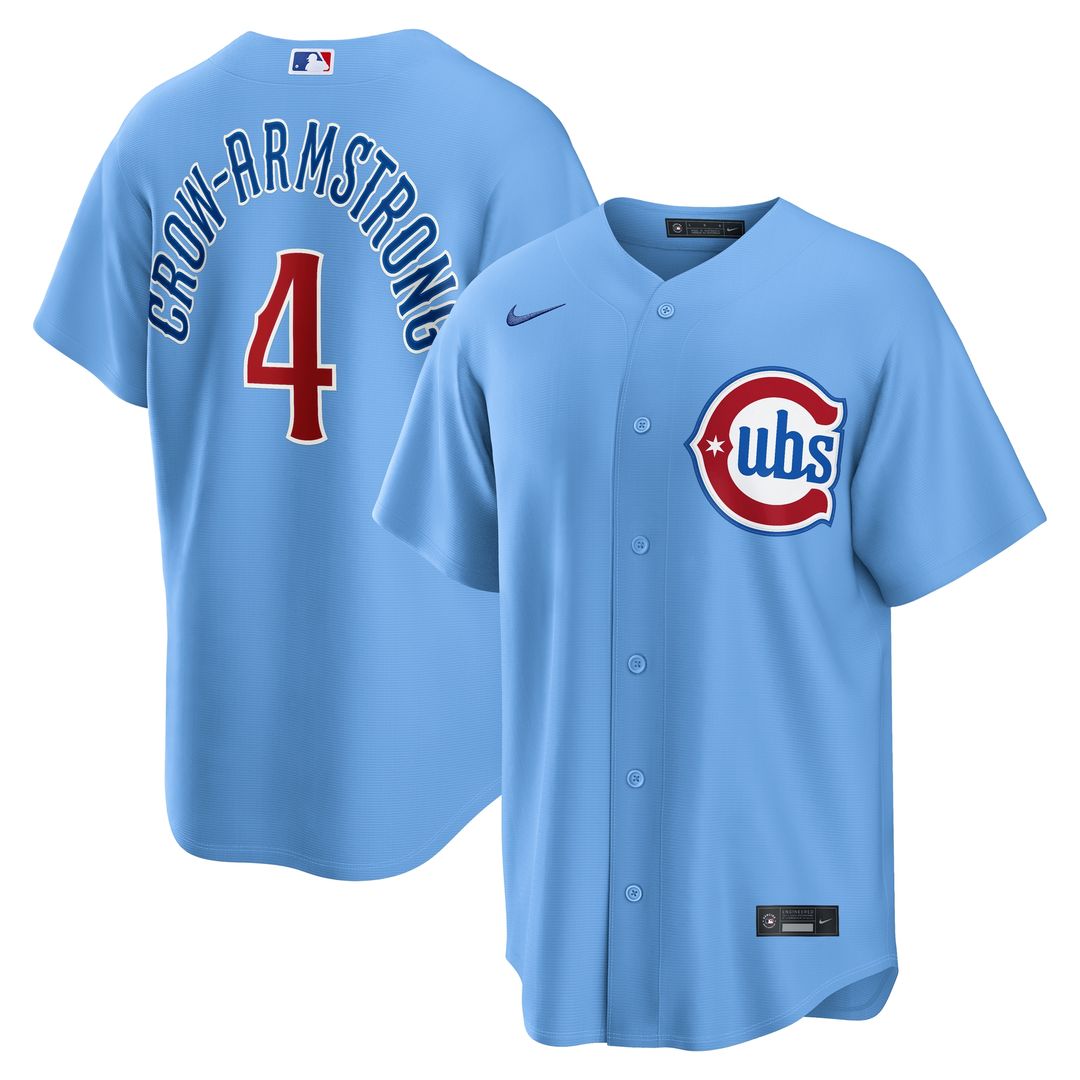 Pete Crow-Armstrong Chicago Cubs Nike Alternate Replica Jersey - Light Blue Official MLB Team Apparel Baseball Fan Gear