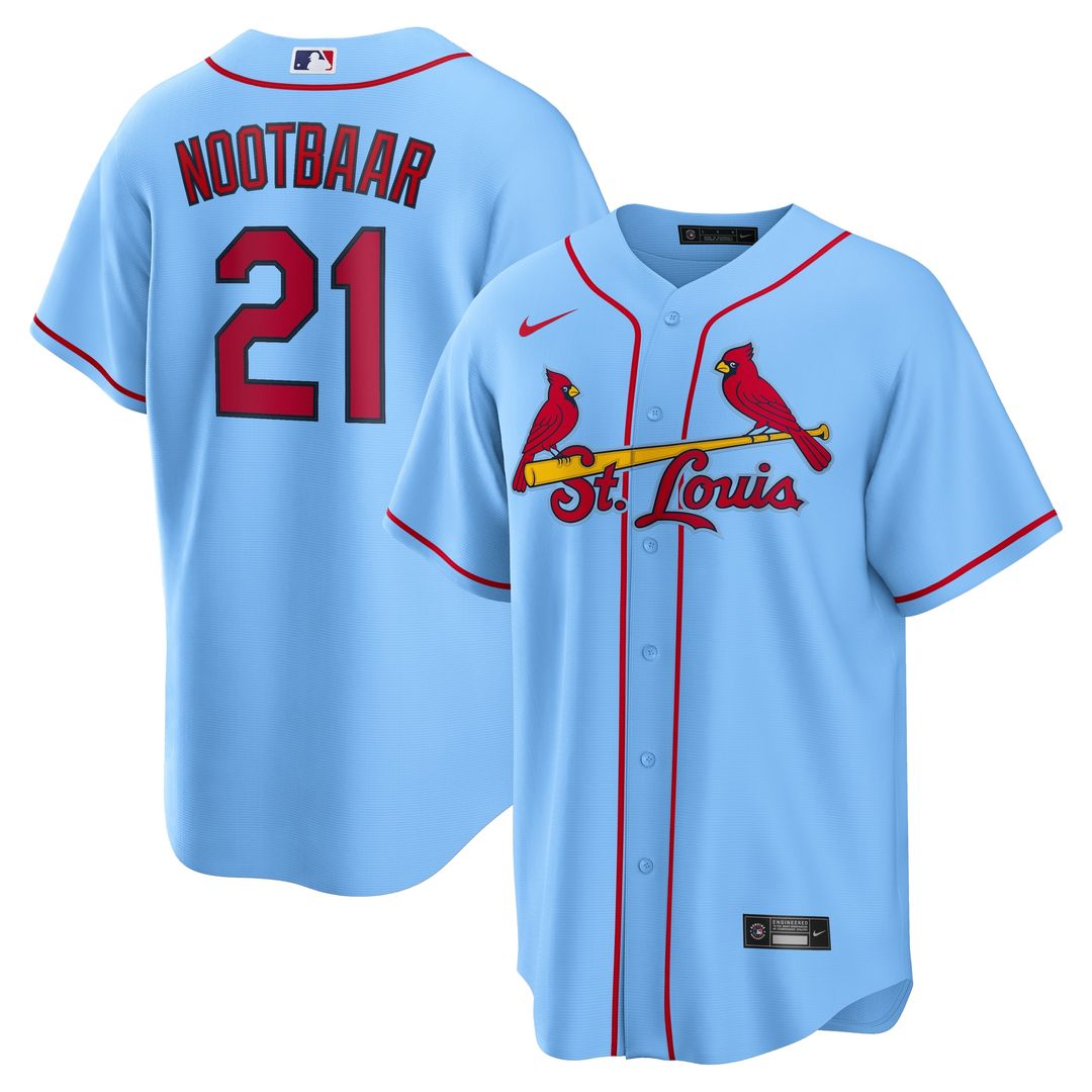 Lars Nootbaar St. Louis Cardinals Nike Alternate Replica Jersey - Light Blue Official MLB Team Apparel Baseball Fan Gear