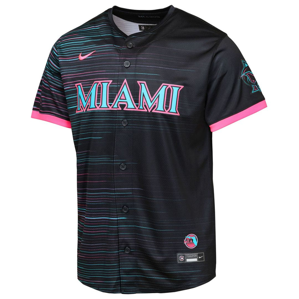Miami Marlins Youth 2025 City Connect Limited Jersey - Black Official MLB Team Apparel Baseball Fan Gear