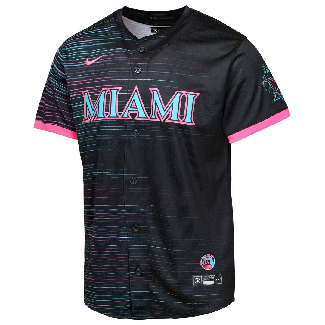 Miami Marlins Youth 2025 City Connect Limited Jersey - Black Official MLB Team Apparel Baseball Fan Gear