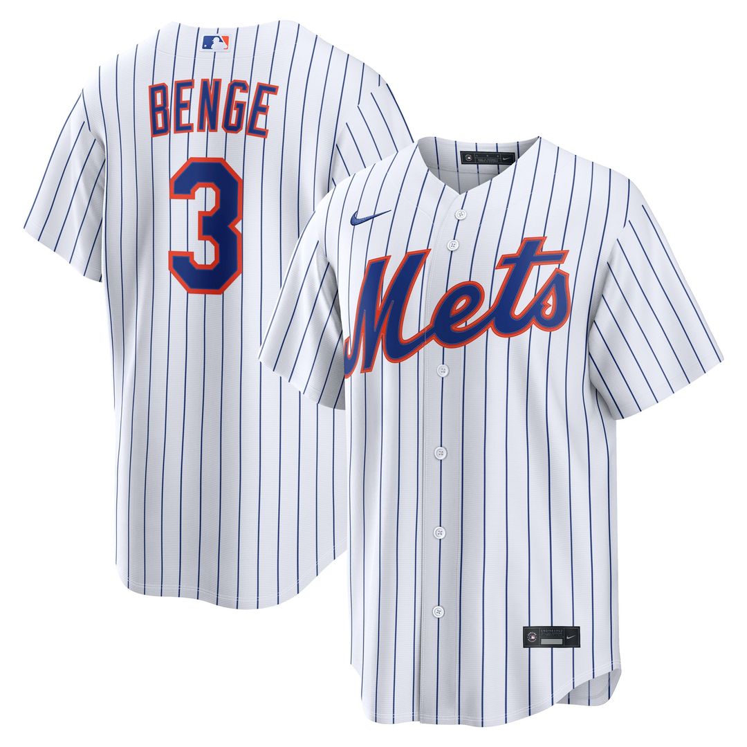 Carson Benge New York Mets Nike Home Replica Jersey - White Official MLB Team Apparel Baseball Fan Gear