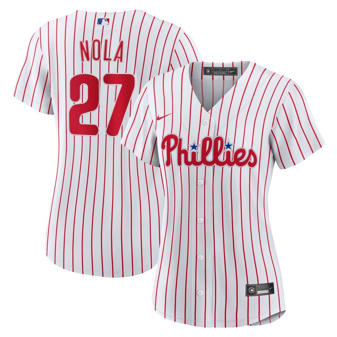 Aaron Nola Philadelphia Phillies Nike Women's Home Replica Jersey - White Official MLB Team Apparel Baseball Fan Gear