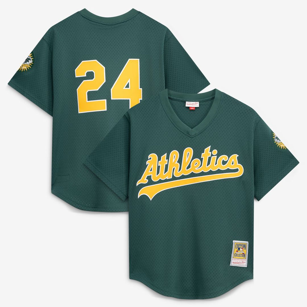 Rickey Henderson Athletics Mitchell & Ness Authentic Batting Practice Jersey - Green Official MLB Team Apparel Baseball Fan Gear