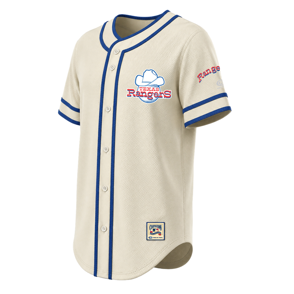 Texas Rangers Stitches Throwback Fashion Jersey - Natural Official MLB Team Apparel Baseball Fan Gear
