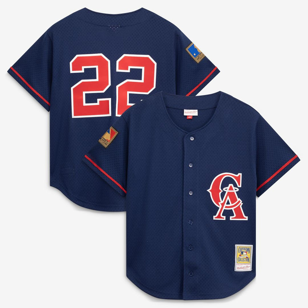 Bo Jackson California Angels Mitchell & Ness Cooperstown Collection Mesh Batting Practice Button-Up Jersey - Navy Official MLB Team Apparel Baseball F