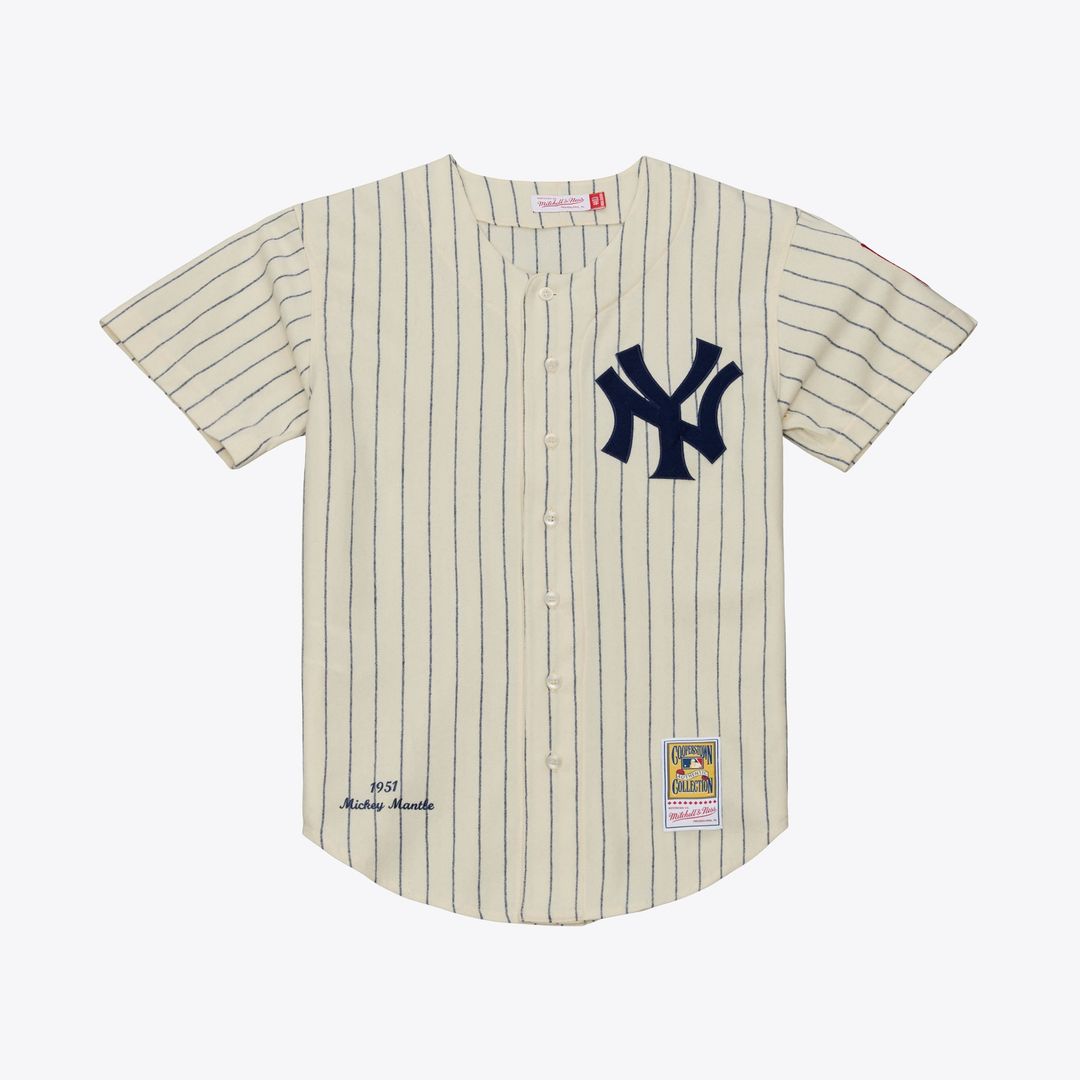 Mickey Mantle New York Yankees Mitchell & Ness 1951 Cooperstown Collection Authentic Jersey - Cream Official MLB Team Apparel Baseball Fan Gear