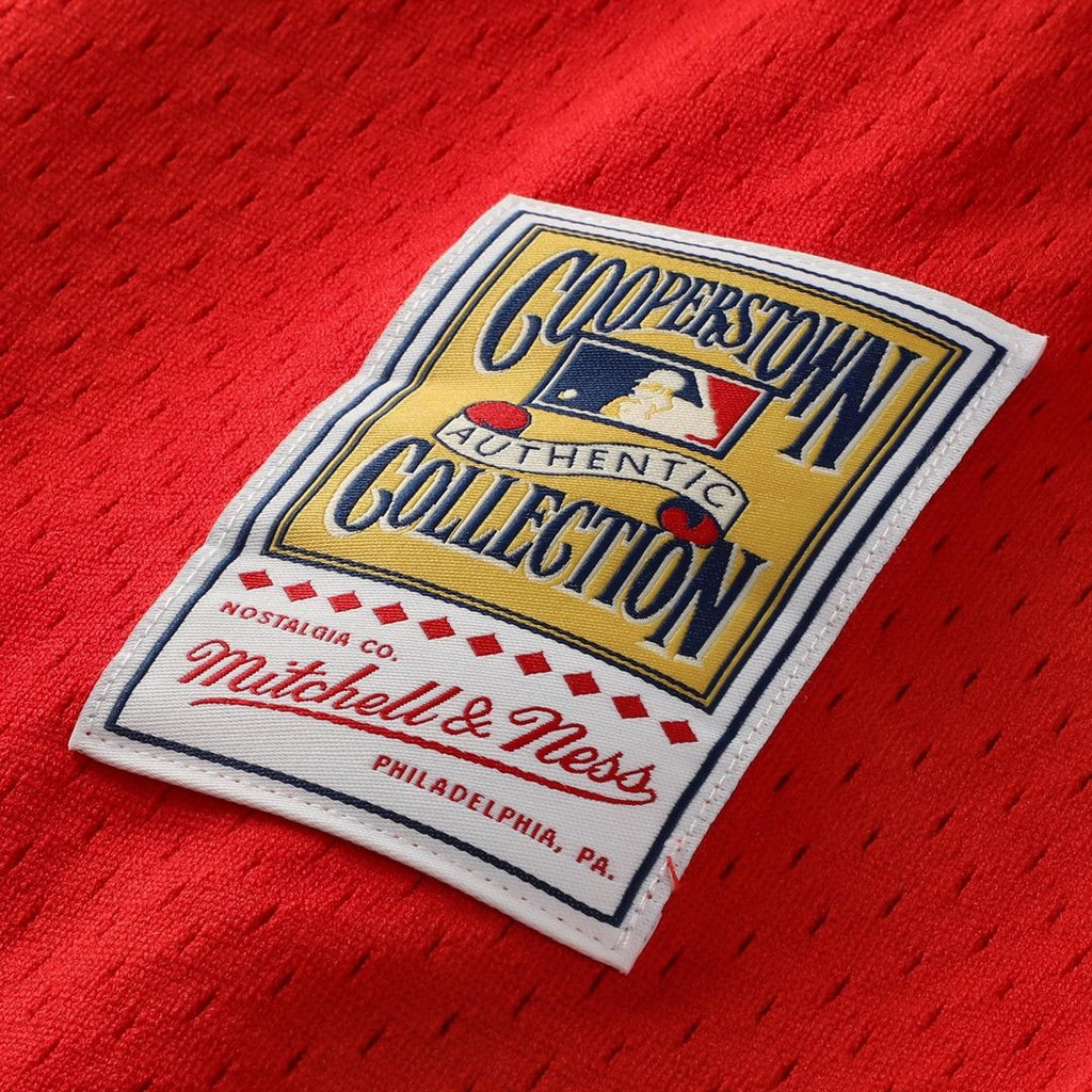 Jimmy Rollins Philadelphia Phillies Mitchell & Ness Cooperstown Mesh Batting Practice Button-Up Jersey - Red Official MLB Team Apparel Baseball Fan Ge
