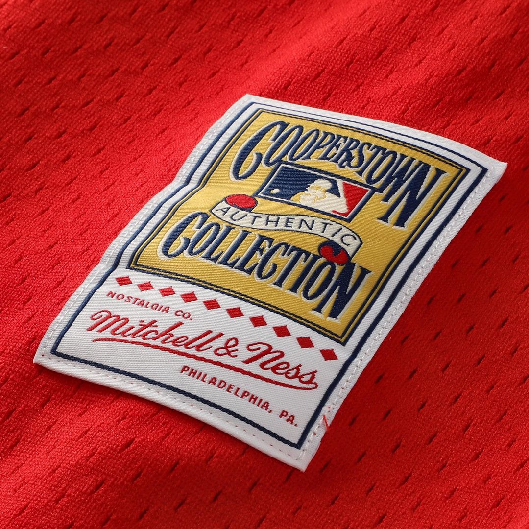 Jimmy Rollins Philadelphia Phillies Mitchell & Ness Cooperstown Mesh Batting Practice Button-Up Jersey - Red Official MLB Team Apparel Baseball Fan Ge