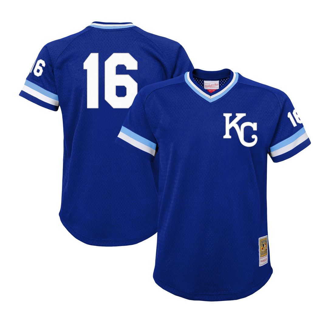 Bo Jackson Kansas City Royals Mitchell & Ness Youth Cooperstown Collection Mesh Batting Practice Jersey - Royal Official MLB Team Apparel Baseball Fan
