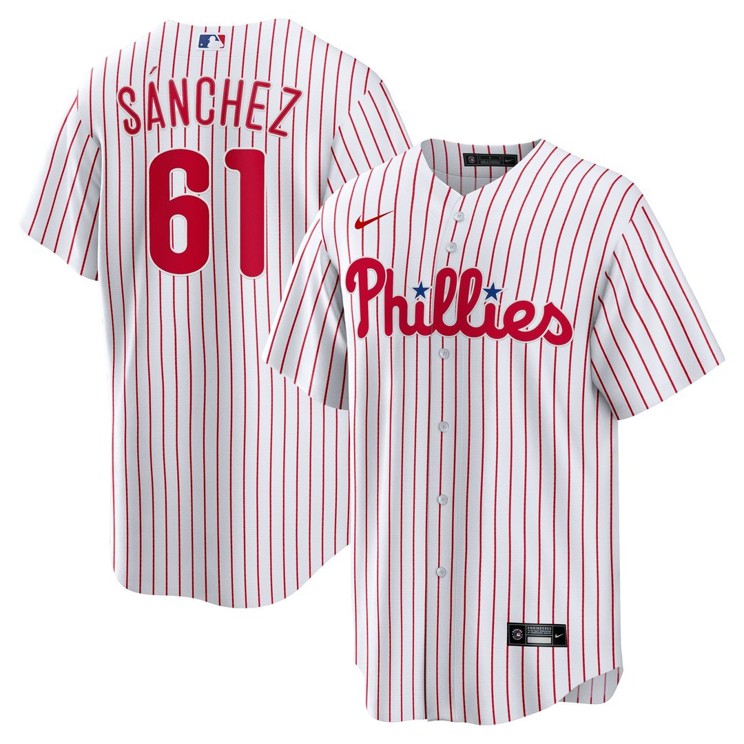 Cristopher Sanchez Philadelphia Phillies Nike Home Replica Jersey - White Official MLB Team Apparel Baseball Fan Gear