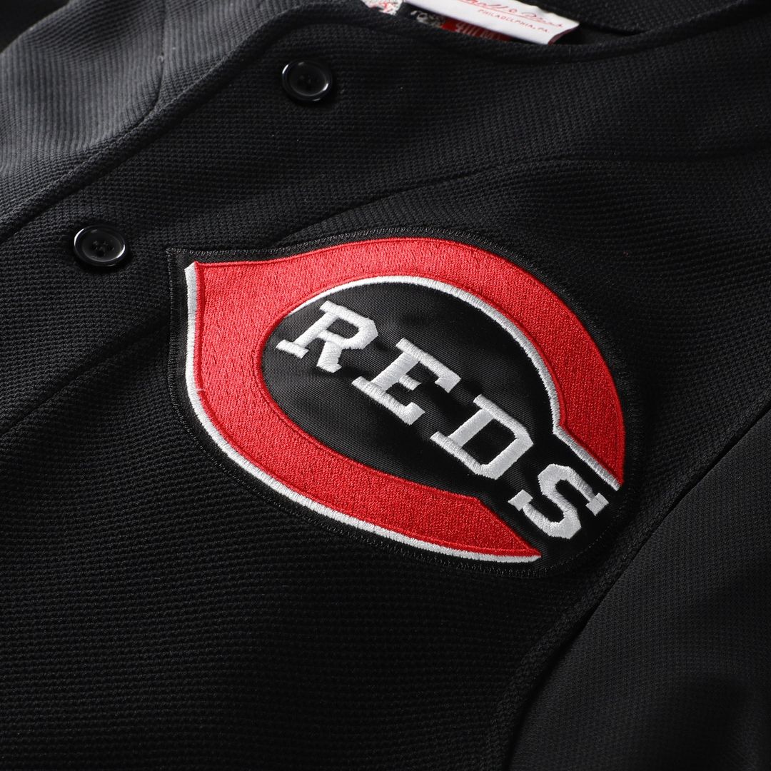 Ken Griffey Jr. Cincinnati Reds Mitchell & Ness Cooperstown Collection Authentic Mesh Batting Practice Jersey - Black Official MLB Team Apparel Baseba