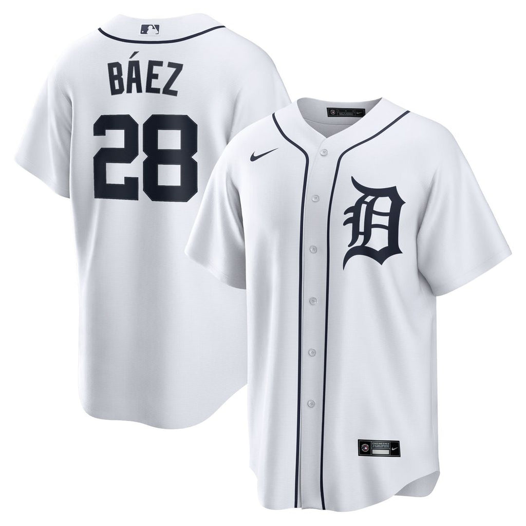 Javier Baez Detroit Tigers Nike Home Replica Player Jersey - White Official MLB Team Apparel Baseball Fan Gear
