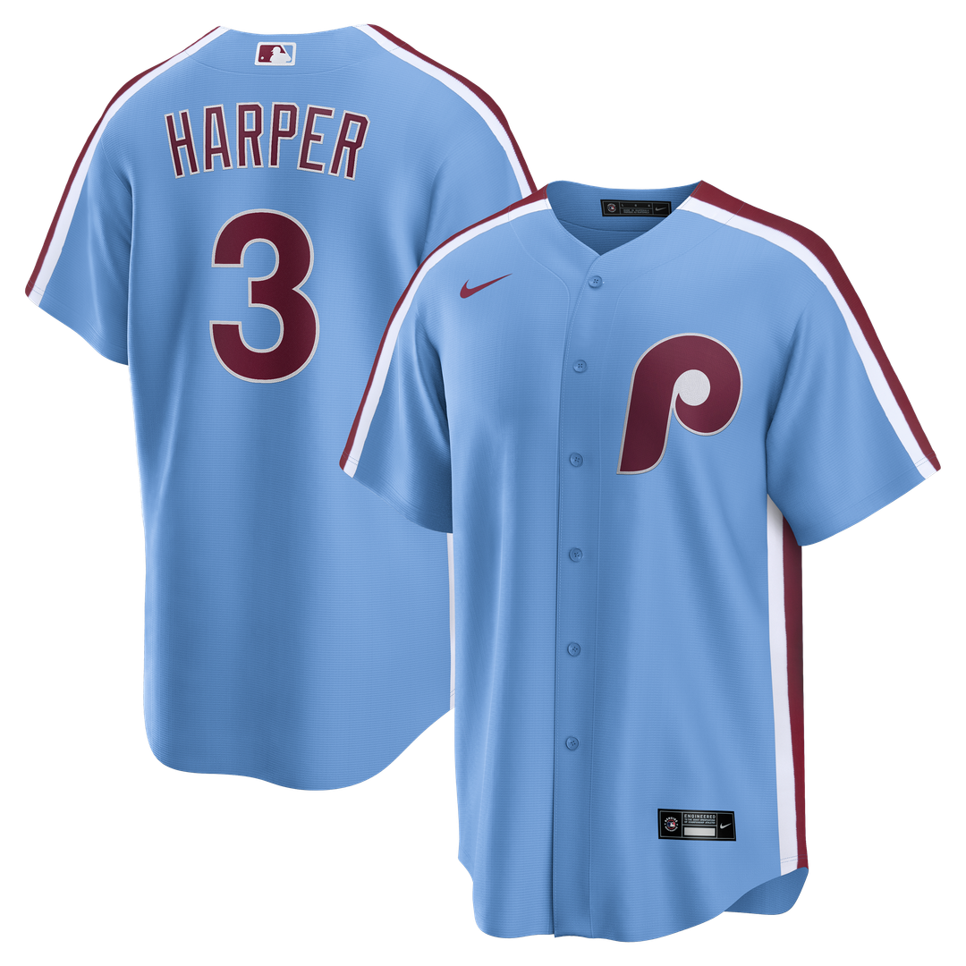 Bryce Harper Philadelphia Phillies Nike Alternate Replica Jersey - Light Blue Official MLB Team Apparel Baseball Fan Gear