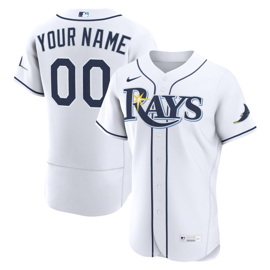 Tampa Bay Rays Nike Home Authentic Custom Jersey - White Official MLB Team Apparel Baseball Fan Gear