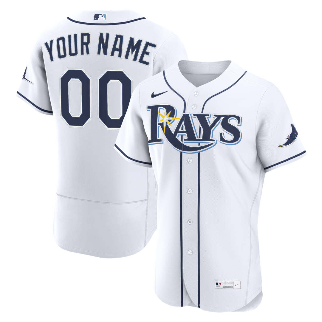 Tampa Bay Rays Nike Home Authentic Custom Jersey - White Official MLB Team Apparel Baseball Fan Gear