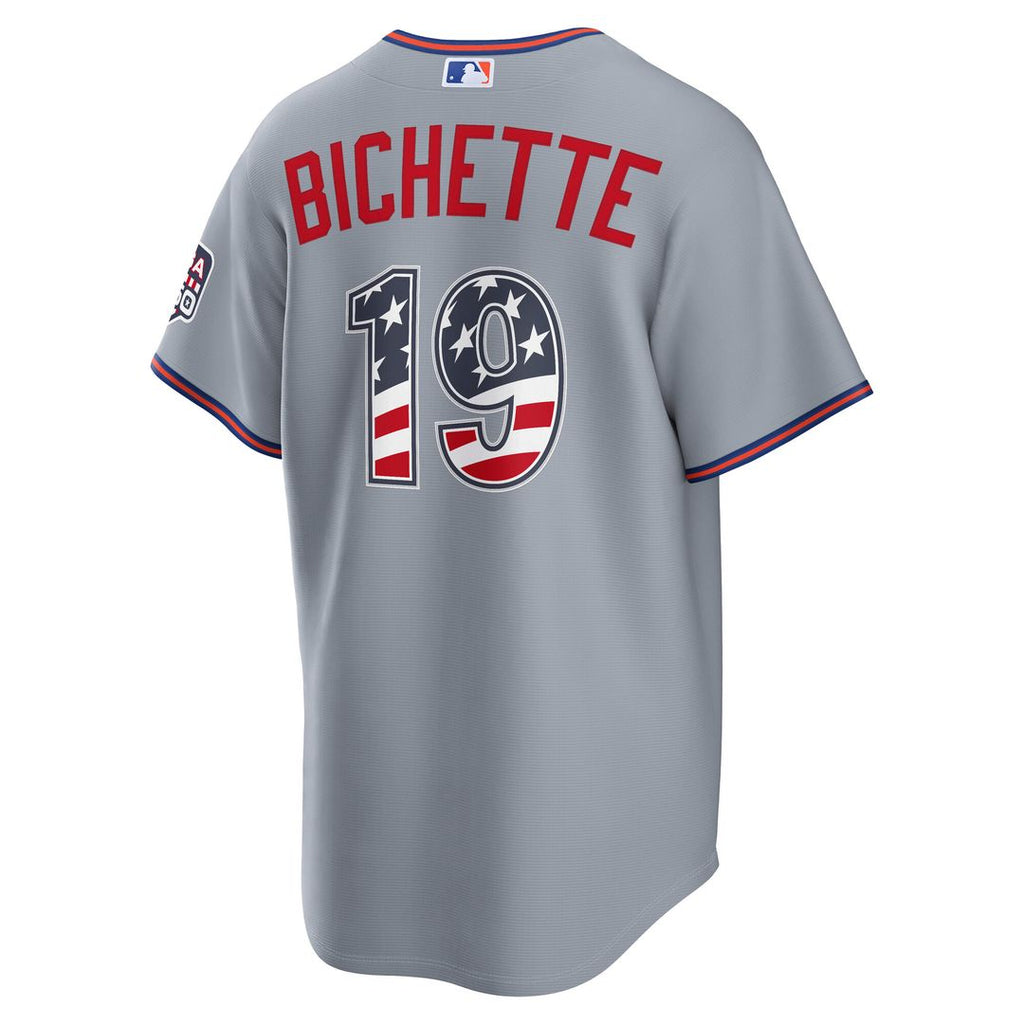 Bo Bichette New York Mets Nike USA 250 Fourth of July Road Stadium Jersey - Gray Official MLB Team Apparel Baseball Fan Gear