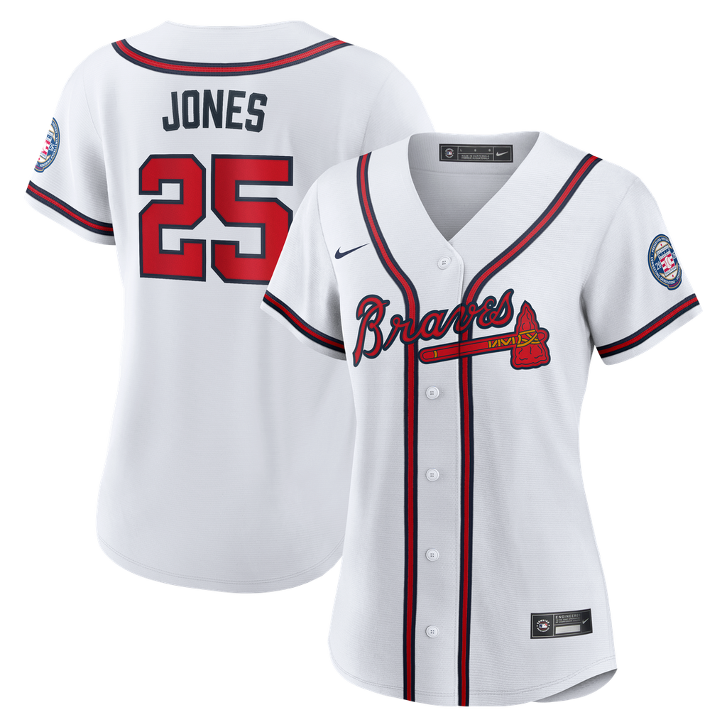 Andruw Jones Atlanta Braves Nike Women's 2026 Baseball Hall of Fame Retired Player Replica Jersey - White Official MLB Team Apparel Baseball Fan Gear