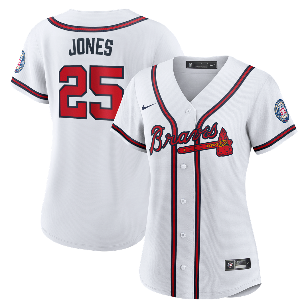 Andruw Jones Atlanta Braves Nike Women's 2026 Baseball Hall of Fame Retired Player Replica Jersey - White Official MLB Team Apparel Baseball Fan Gear