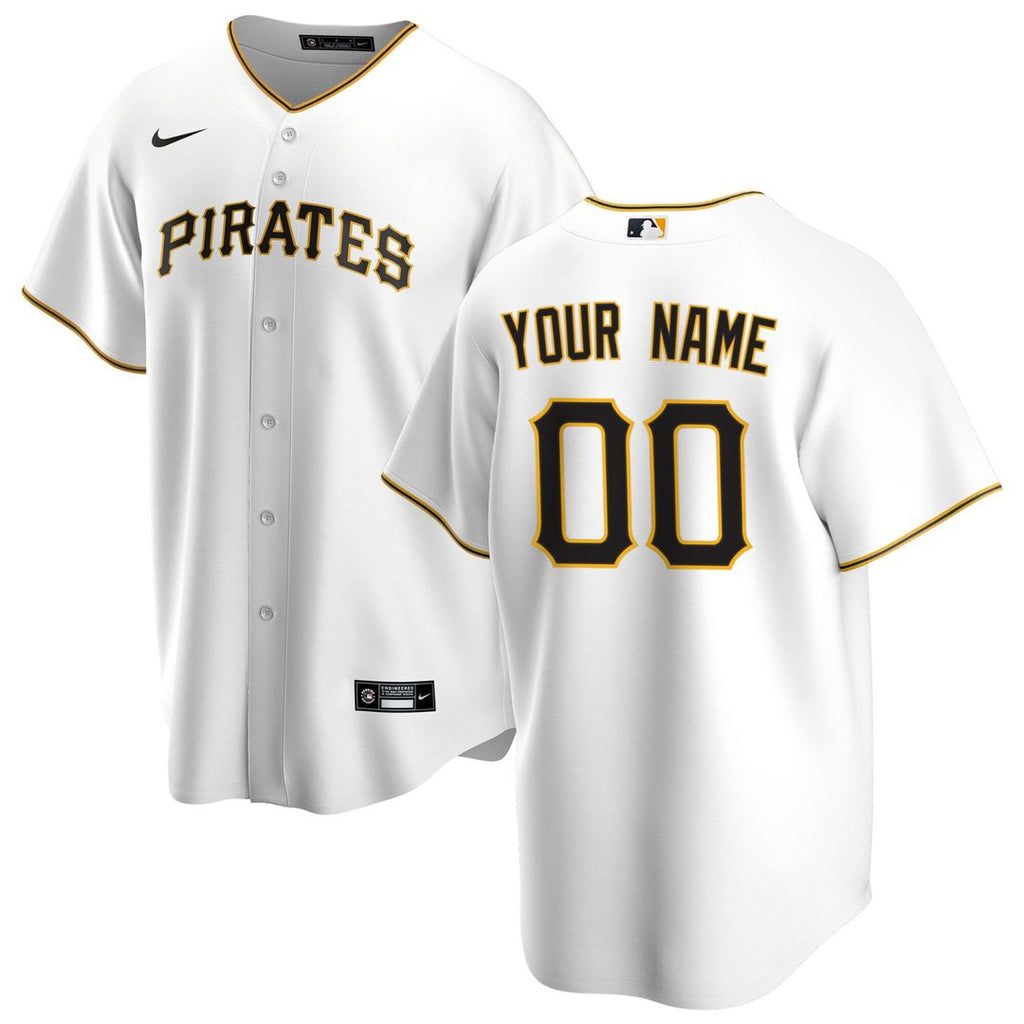 Pittsburgh Pirates Nike Home Replica Custom Jersey - White Official MLB Team Apparel Baseball Fan Gear