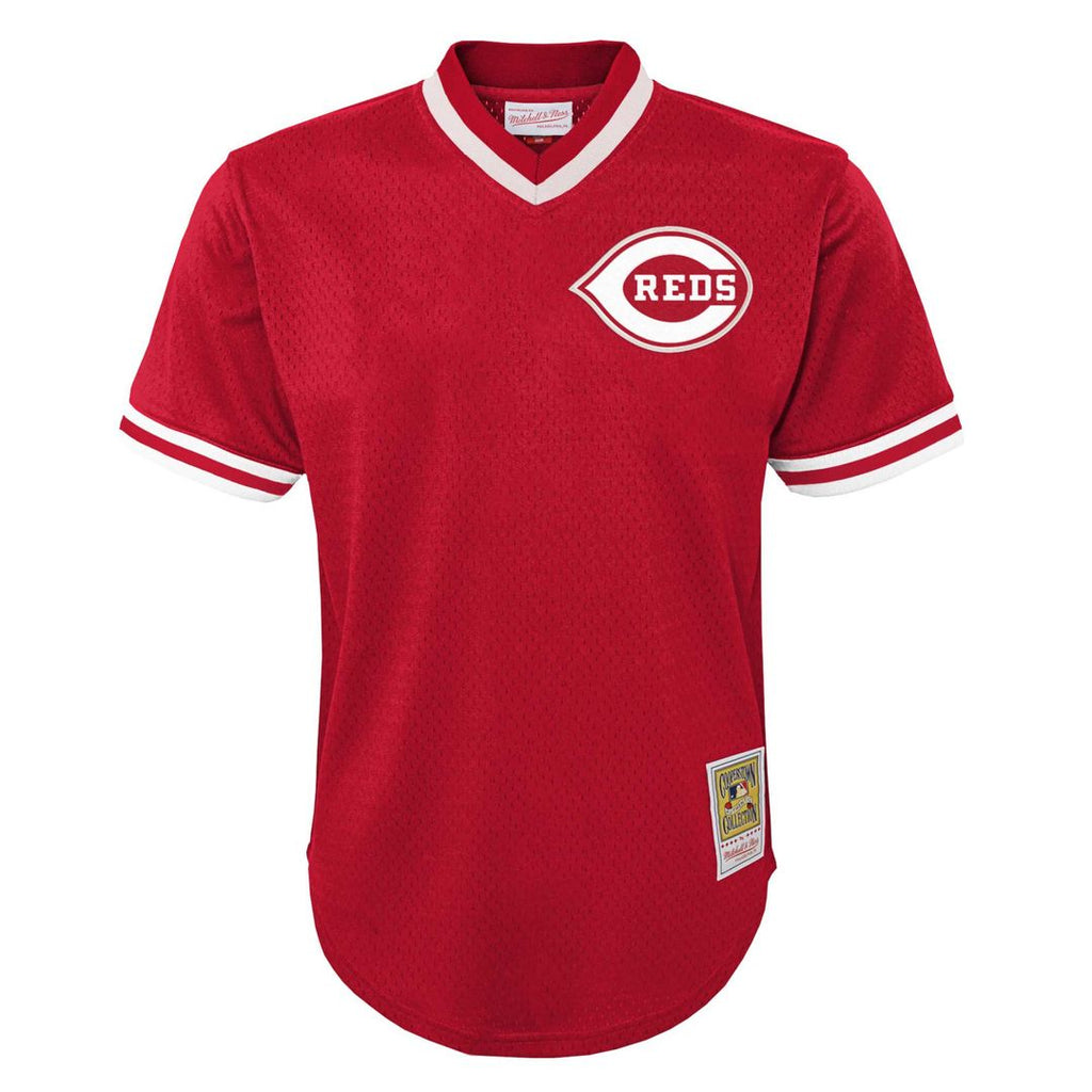 Johnny Bench Cincinnati Reds Mitchell & Ness Youth Cooperstown Collection Mesh Batting Practice Jersey - Red Official MLB Team Apparel Baseball Fan Ge