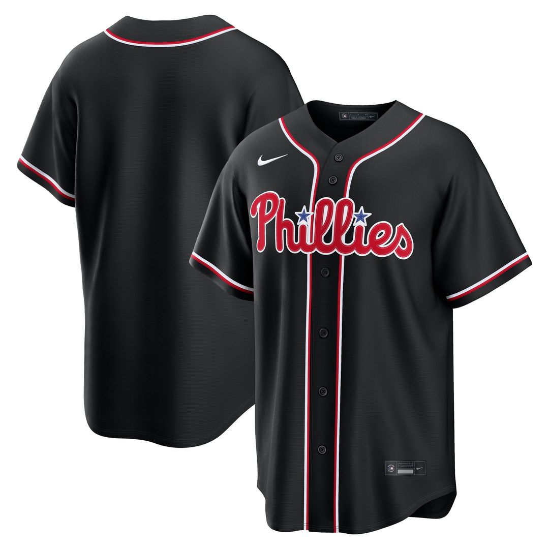 Philadelphia Phillies Nike Fashion Replica Black Out Jersey Official MLB Team Apparel Baseball Fan Gear
