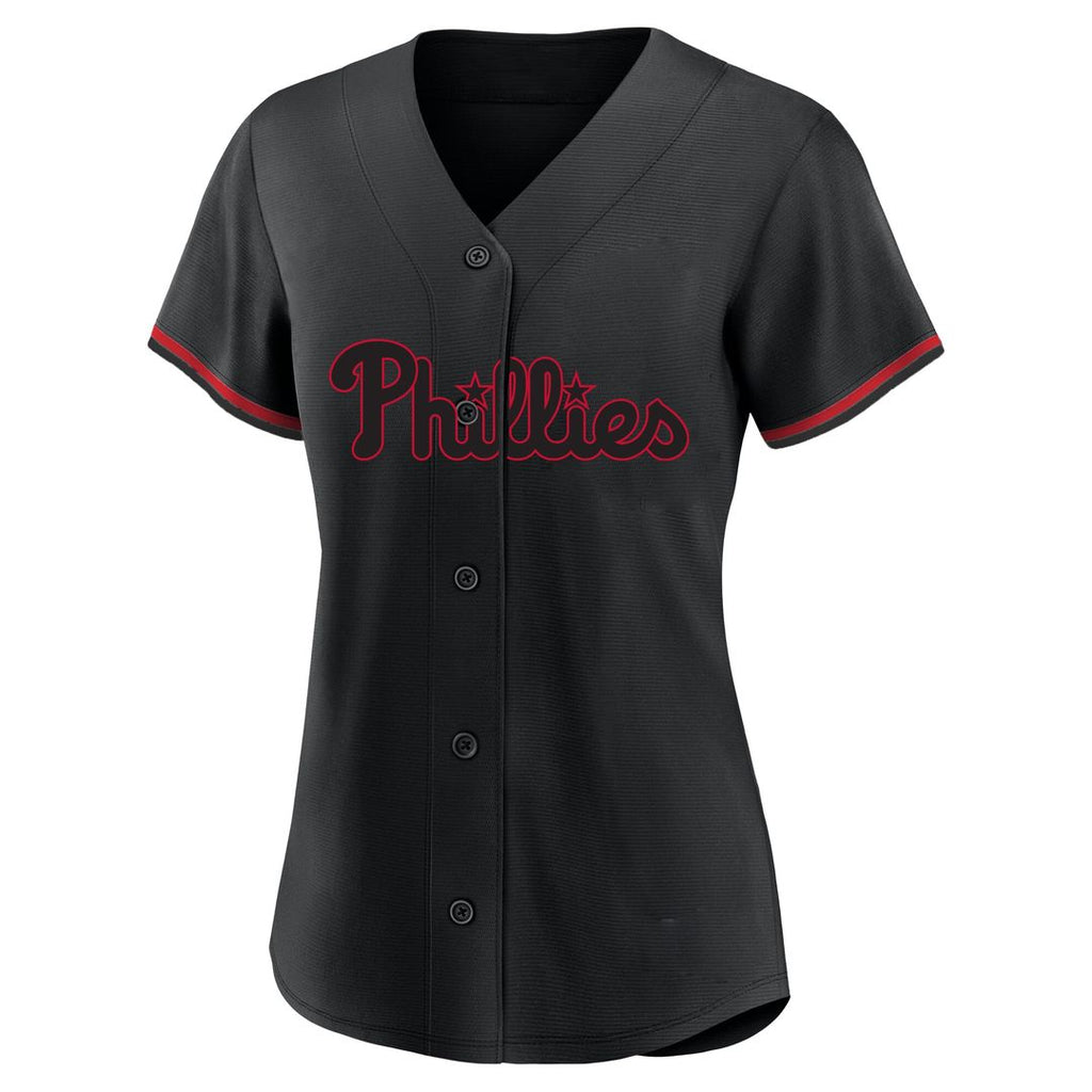 Bryce Harper Philadelphia Phillies Profile Women's Plus Size Player Name & Number Fashion Jersey - Black Official MLB Team Apparel Baseball Fan Gear