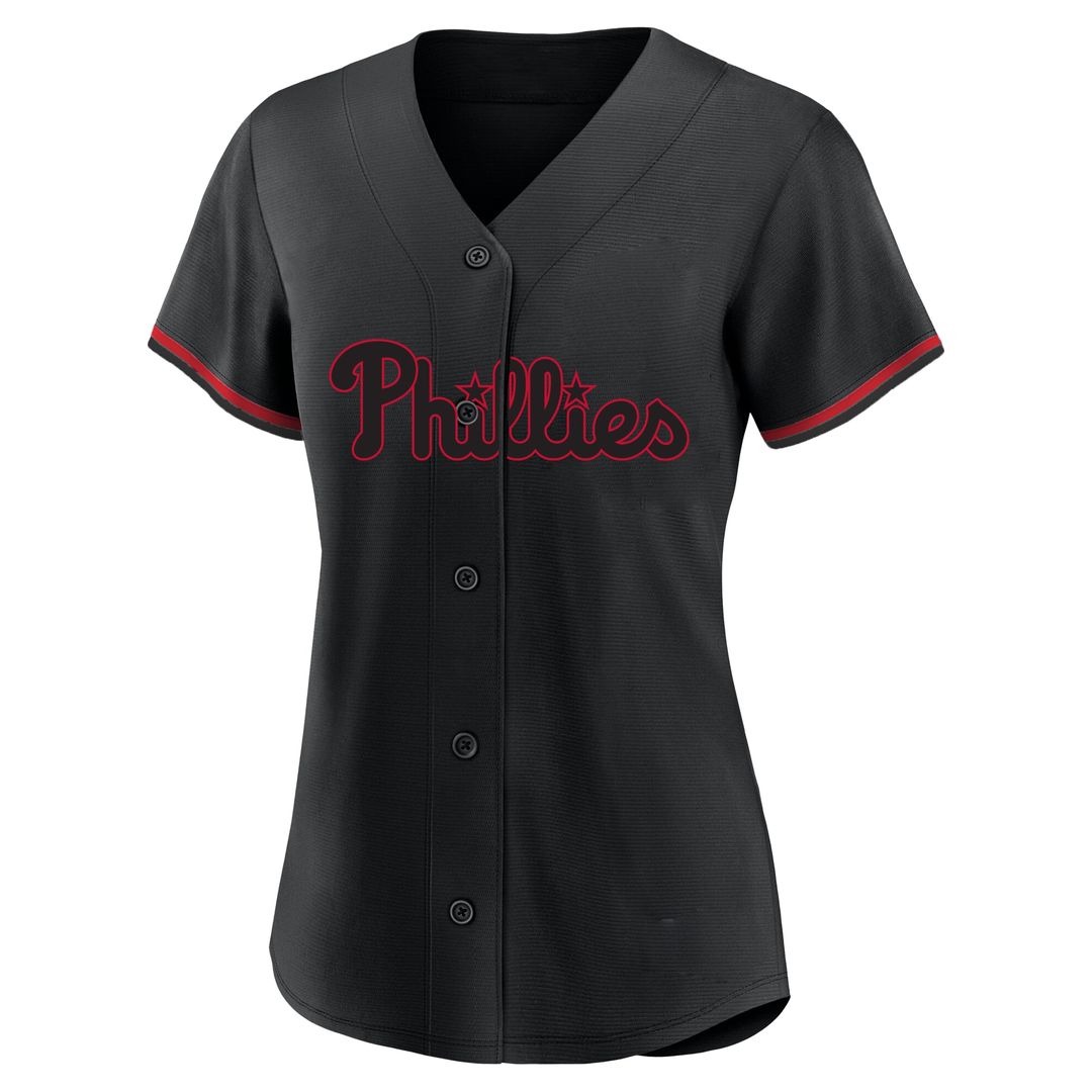 Bryce Harper Philadelphia Phillies Profile Women's Plus Size Player Name & Number Fashion Jersey - Black Official MLB Team Apparel Baseball Fan Gear
